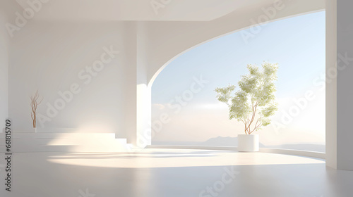 Interior White Shades, Architecture, Simple, Minimalistic - AI Generated