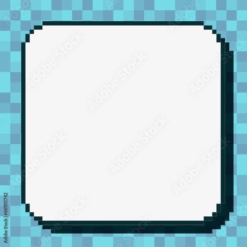 Mosaic Blue Rounded Square Frame Template With Blank Pixel White Border Background