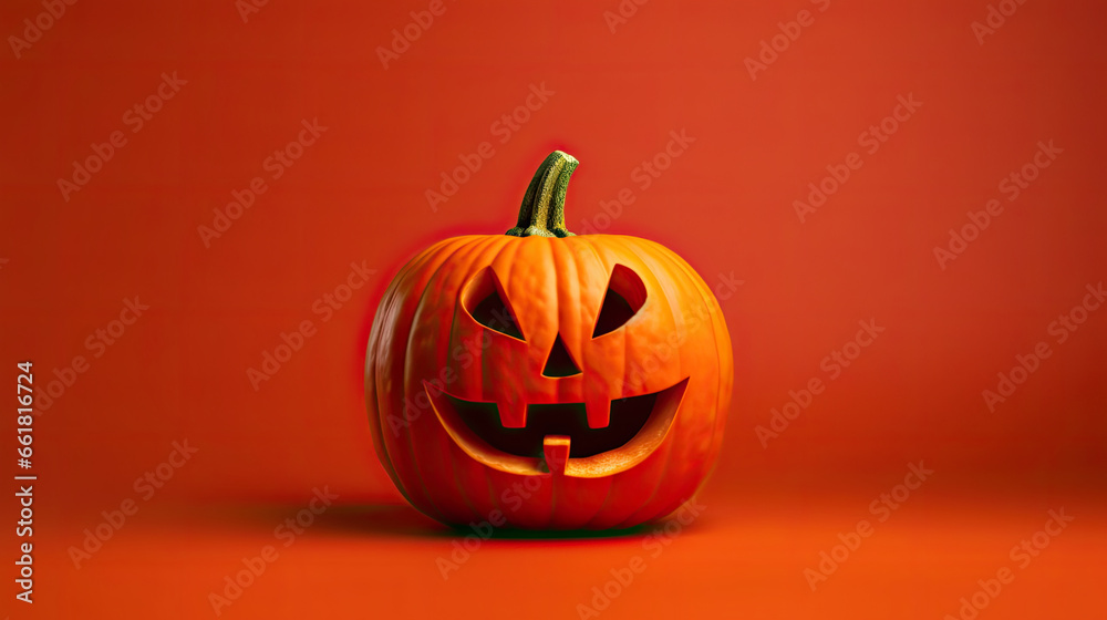 A Halloween pumpkin on a red background. A Halloween pumpkin on a red background.