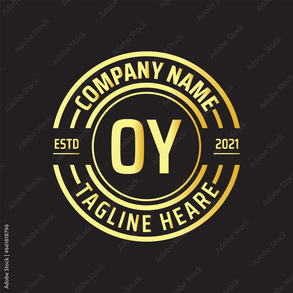 Professional simple Letter OY Circle Luxury Gold Color Vector Logo Template
