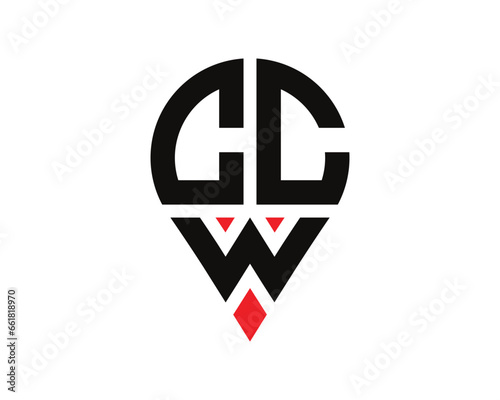 Free Download CCW letter location shape logo design. CCW letter location logo simple design. - GFXLoad