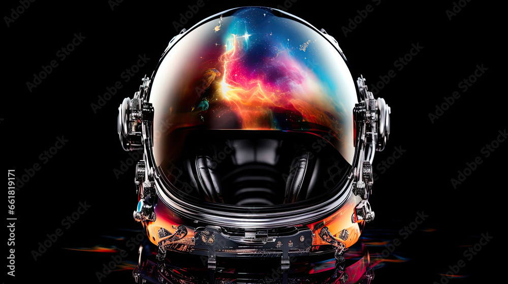 Rainbow colored space helmet - obrazy, fototapety, plakaty 