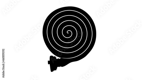 Fire hose,  black isolated silhouette