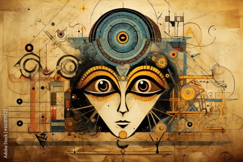 Abstraction using symbols of Egyptian mythology photo