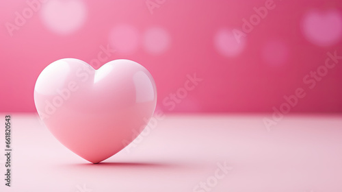 pink heart on a pastel pink background, Valentine's Day banner, place for a text 