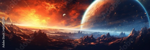 Space digital artwork. Surreal fantasy cosmos landscape
