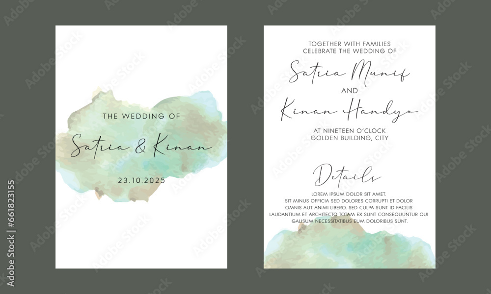 simple wedding invitation with abstract texture watercolor