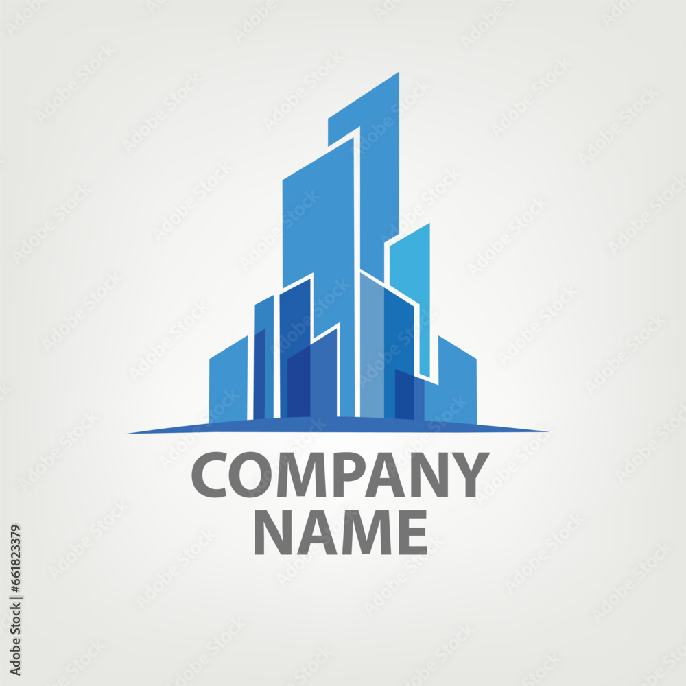 Stylizing city silhouette of skyline logo, isolate on the white background, logotype for consulting or realtors company