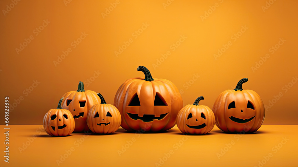 Halloween pumpkins on a orange background. Halloween pumpkins on a orange background.