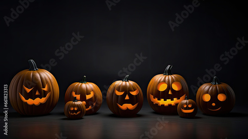 Halloween pumpkins on a black background.
