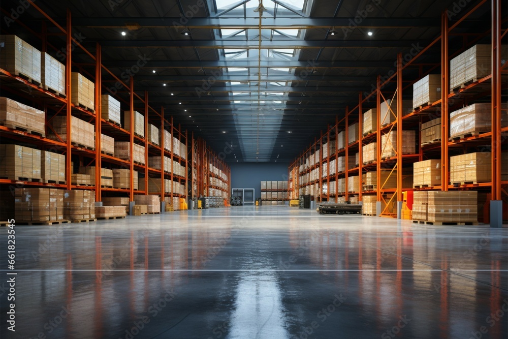 Fototapeta premium A vital logistics hub an empty warehouse for storage and distribution