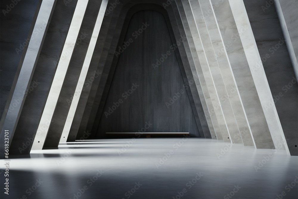 Obraz premium Abstract interior an empty concrete tunnel, a minimalist architectural space