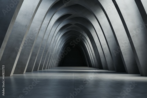 Abstract interior an empty concrete tunnel, a minimalist architectural space