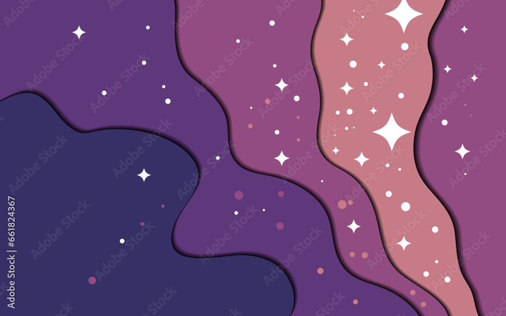 Vector space background . Cute flat style template with Stars in Outer space Vector space background . Cute flat style template with Stars in Outer space