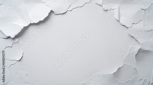 White torn paper on grey background