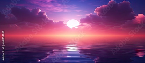 Minimalistic purple dreams meet the sunrise in a tranquil ocean view wallpaper With copyspace for text