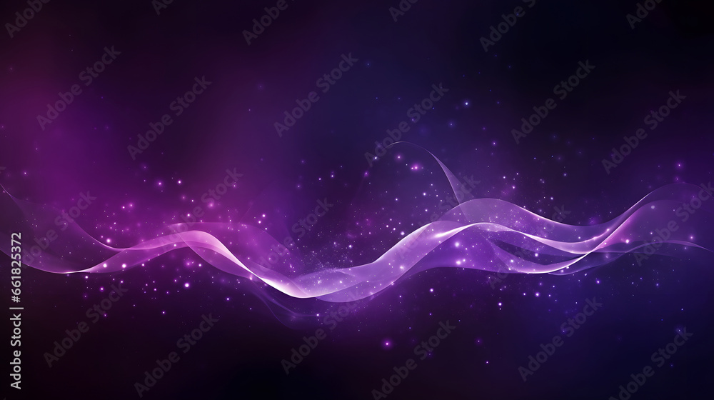 Digital purple particles wave and light abstract background with shining dots stars. - obrazy, fototapety, plakaty 