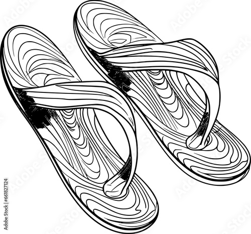 outline of flip flop for coloring page