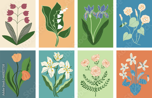 Abstract flower poster, impressionism color tones,
Wall art for interior decoration
Vector illustration Can be printed on picture frames
