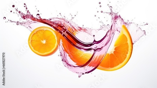 orange with splash on white background,orange Juice photo retouching