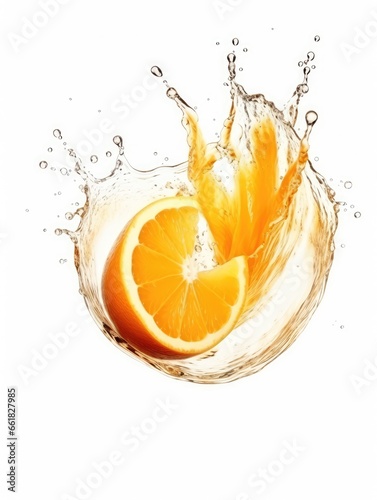 orange with splash on white background orange Juice photo retouching