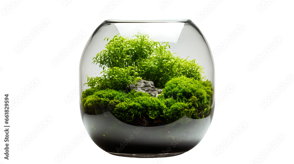 Moss Ball in a Jar Isolated on Transparent or White Background, PNG Moss Ball in a Jar Isolated on Transparent or White Background, PNG