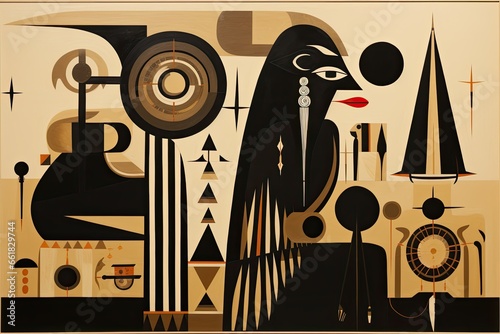 Abstraction using symbols of Egyptian mythology photo