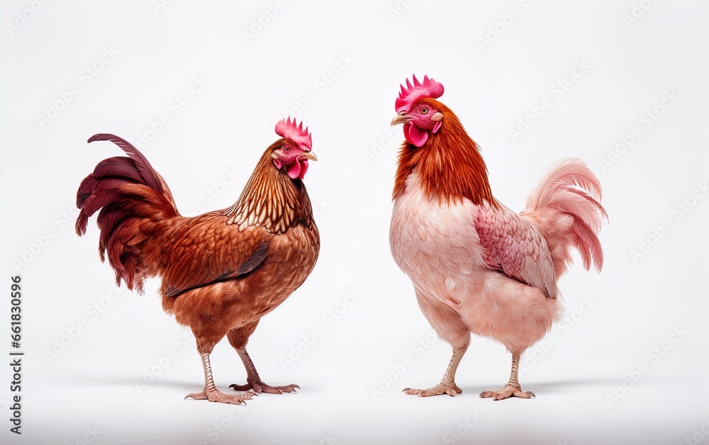 Fototapeta premium Brown hens. Great for stories about chickens, organic farming, poultry farming, homesteading, food supply, livestock and more. 