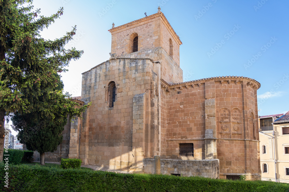 Rear view of the Romanesque church of San Juan de Rabanera in Soria, Spain.