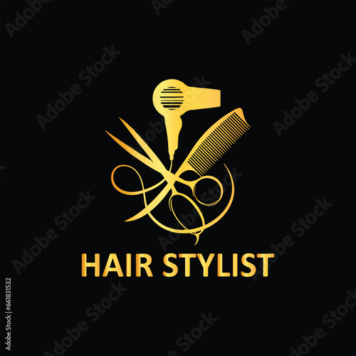hair cutting and body hair removal logo design vector