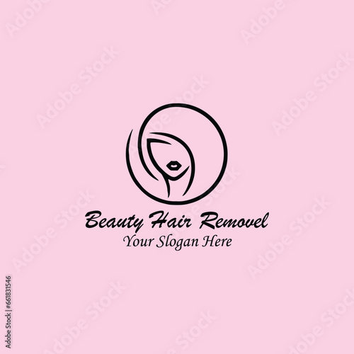 hair cutting and body hair removal logo design vector