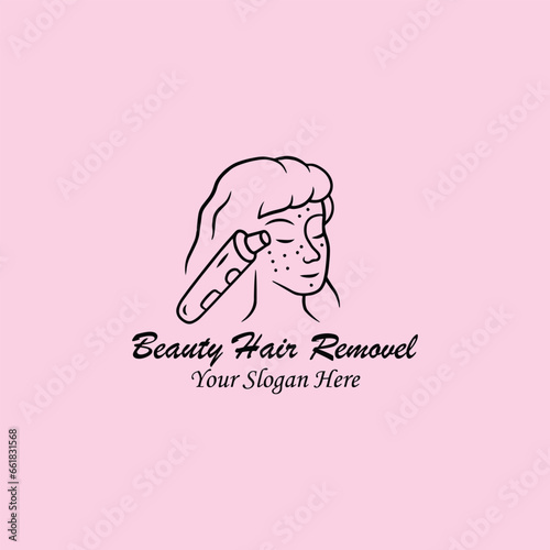 hair cutting and body hair removal logo design vector