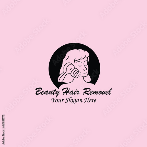 hair cutting and body hair removal logo design vector
