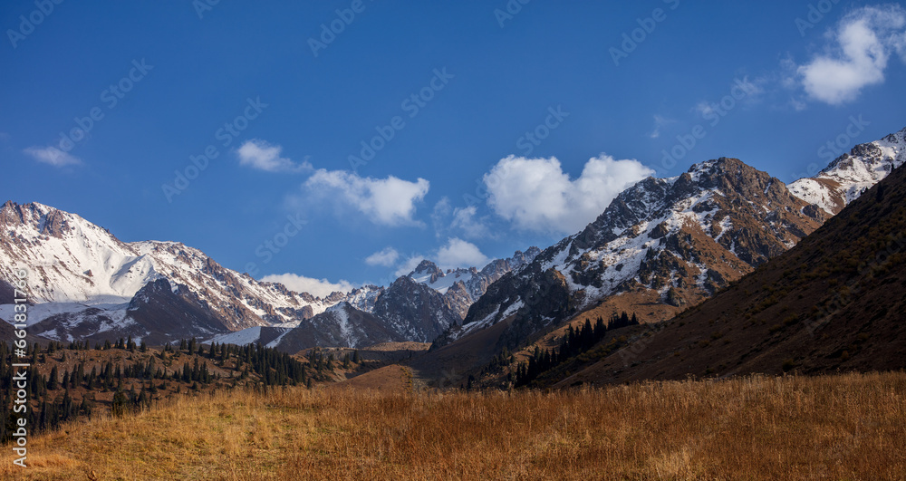 panorama of the mountains in the autumn