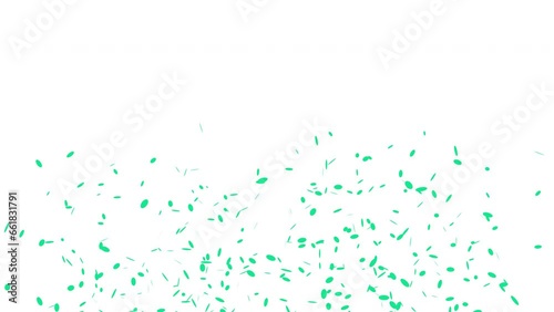 Turquoise 3D animation of confetti falling on White Green and Alpha Screen Background 4K. Celebrate the holidays. Easy to put it into your scene or video. confetti celebration, birthday party, anniver photo