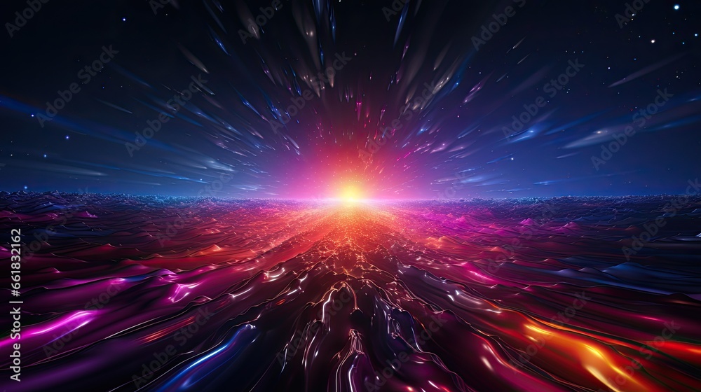 Naklejka premium 3d render abstract blue red green neon background