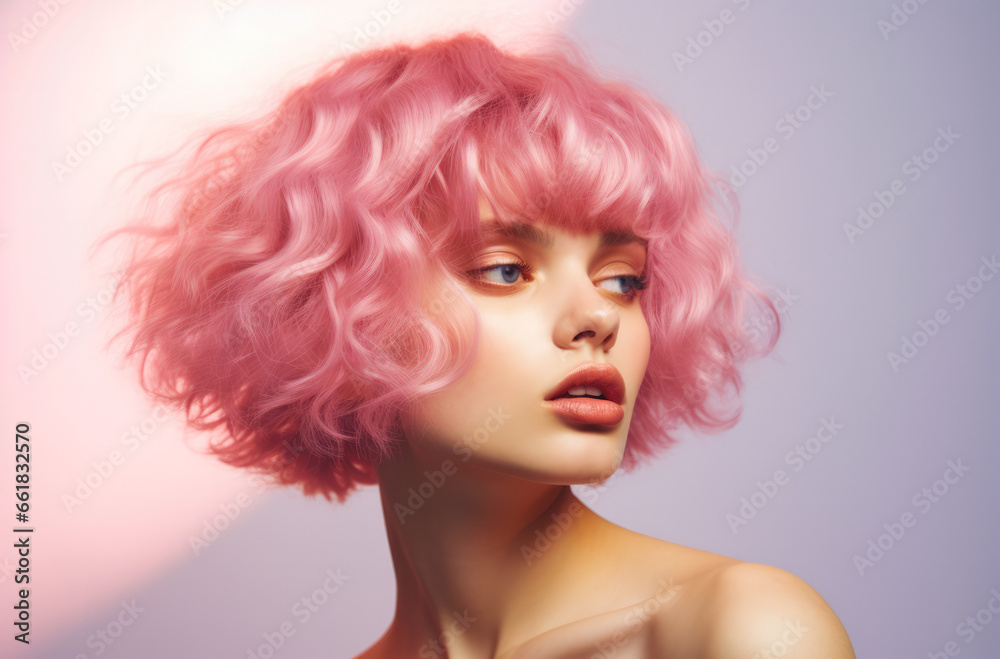 Obraz premium Portrait of a young woman with a wig