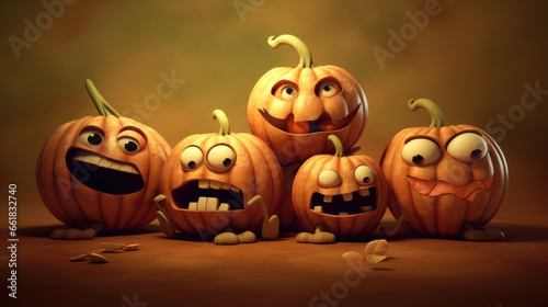 Illustration of a halloween pumpkins in tan colours