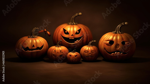 Illustration of a halloween pumpkins in dark brown colours