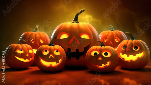 Illustration of a halloween pumpkins in dark orange colours