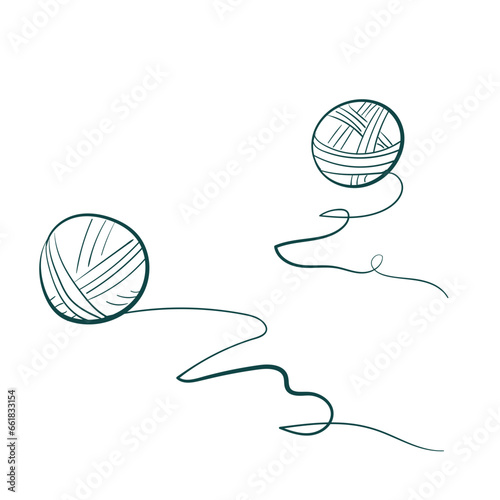 two ceparate ball of thread relationships life concept knitting hobby vector sketch simple doodle hand drawn line illustration isolated abstract sign symbol clip art