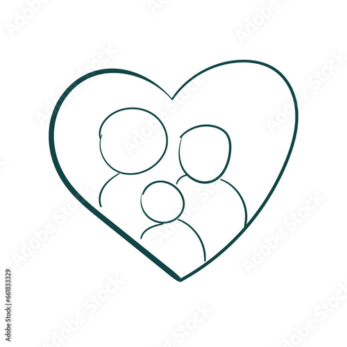 family love heart concept vector sketch simple doodle hand drawn line illustration isolated abstract sign symbol clip art