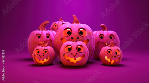 Illustration of a halloween pumpkins in light magenta colours