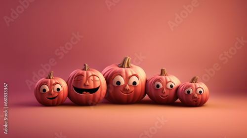 Illustration of a halloween pumpkins in light pink colours