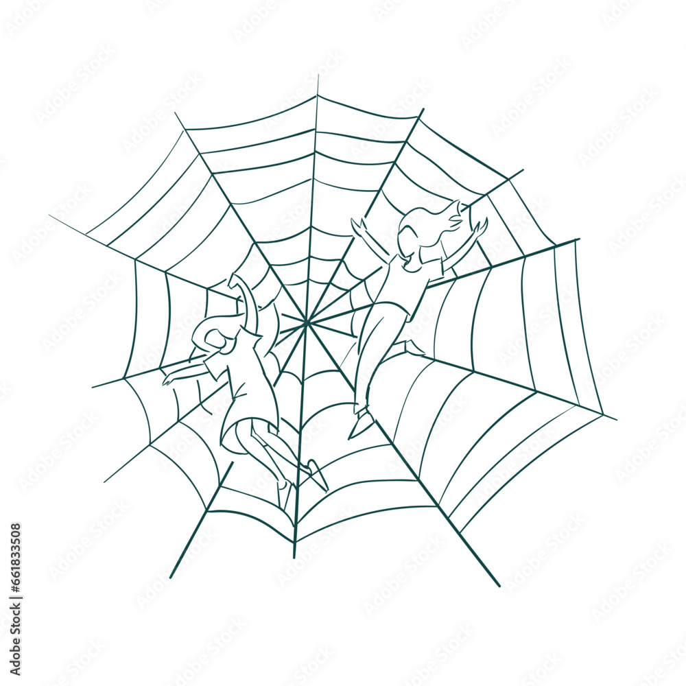Fototapeta premium web trap danger vector concept sketch simple doodle hand drawn line illustration isolated abstract sign symbol clip art