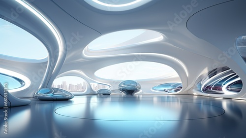 Beautiful modern futuristic building interior archi