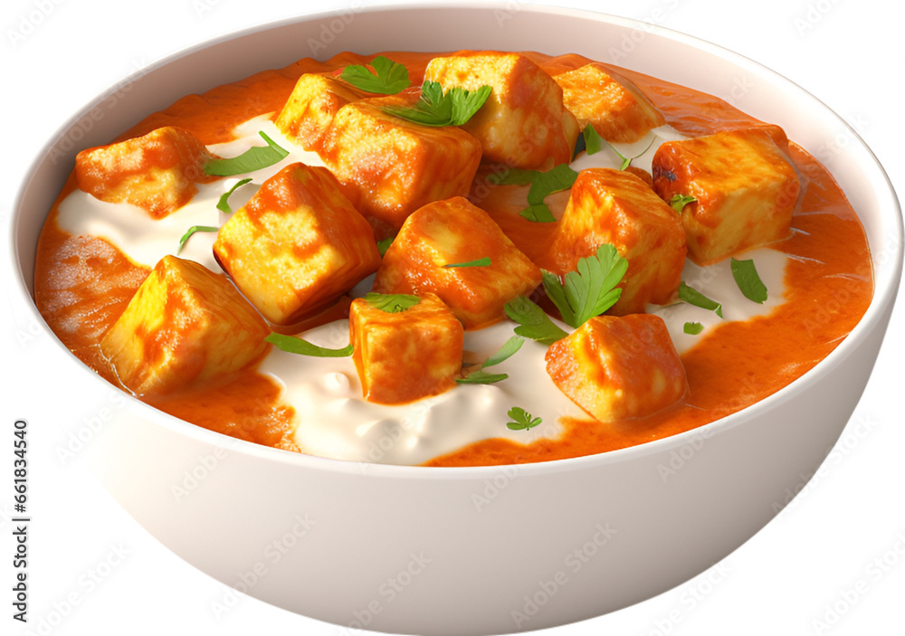 Delicious Paneer Masala Dish in a white Bowl - obrazy, fototapety, plakaty 
