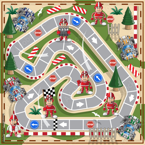 Race track. Board game. Vector illustration.