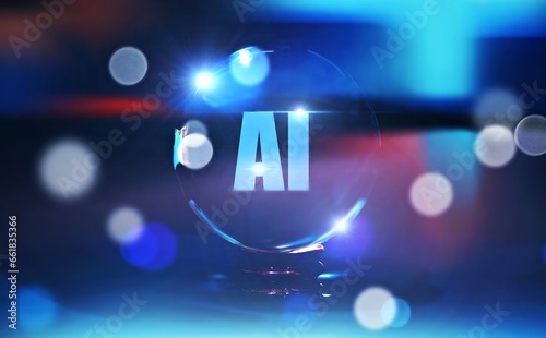 Future AI, Artificial intelligence technology trends, hand holding Fortune teller glass ball prediction,Ai technology advantage trends,Global Ai technology