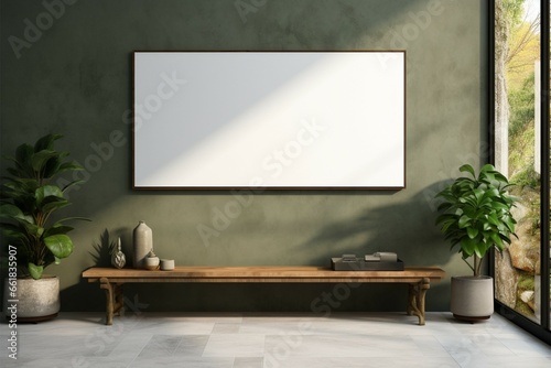 Empty TV screen in modern interior, awaiting your custom design